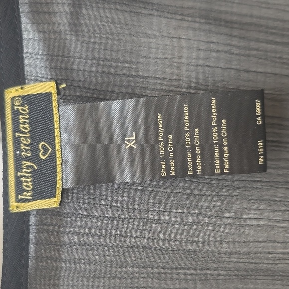 Kathy Ireland Black Chiffon cover up, tie front kimono, XL - Picture 2 of 4